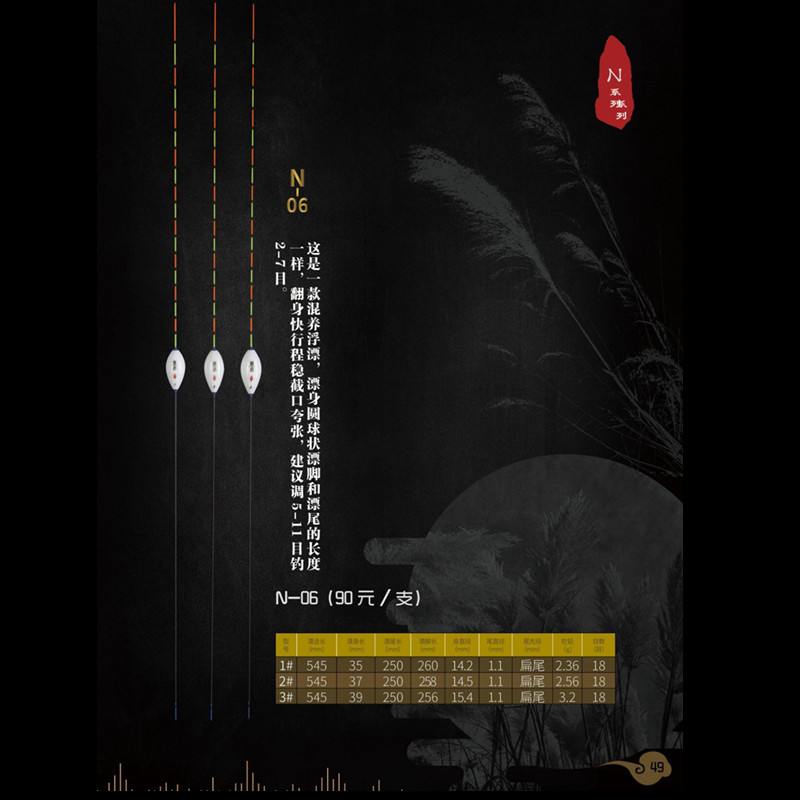 梦者钓具N006纳米浮漂枣核型鲤鱼罗飞混养醒目黑坑钓鱼竞技浮标