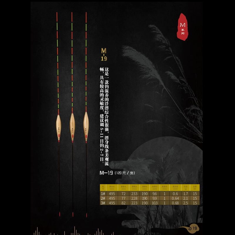 梦者钓具手作精品芦苇浮漂M19鲤鱼漂混养鱼漂黑坑高灵敏醒目浮标