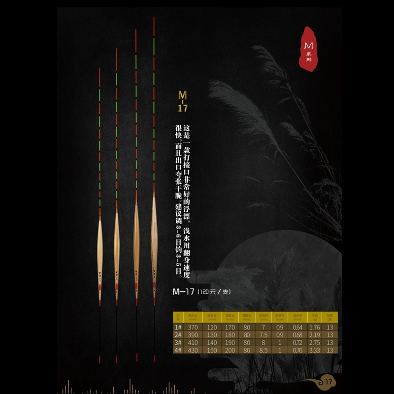 梦者钓具手作精品芦苇浮漂M17鲫鱼鲤鱼漂混养鱼漂黑坑高灵敏浮标